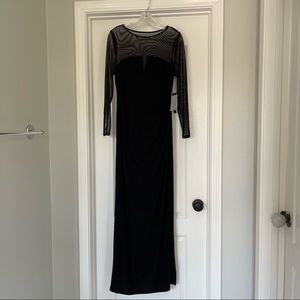 NWT Lauren Ralph Lauren Evening black gown size 8 illusion dress